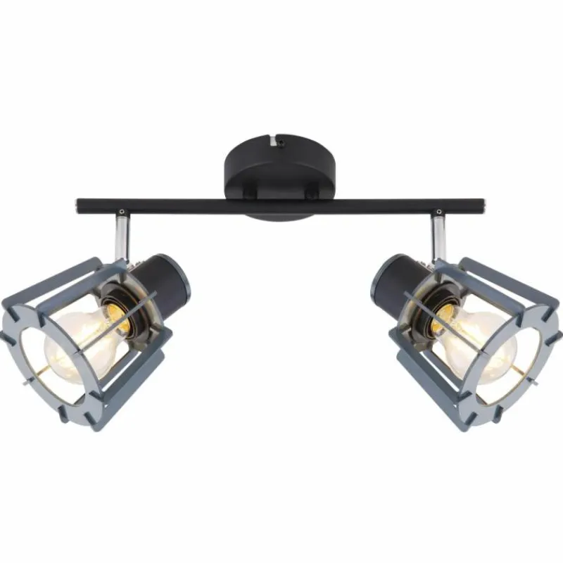 Lampes En Bois-Luminaires Globo Lighting Spot Globo MAHA Noir, 2 lumières