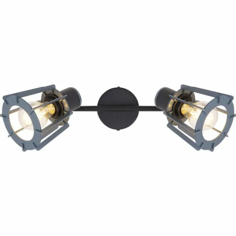 Lampes En Bois-Luminaires Globo Lighting Spot Globo MAHA Noir, 2 lumières