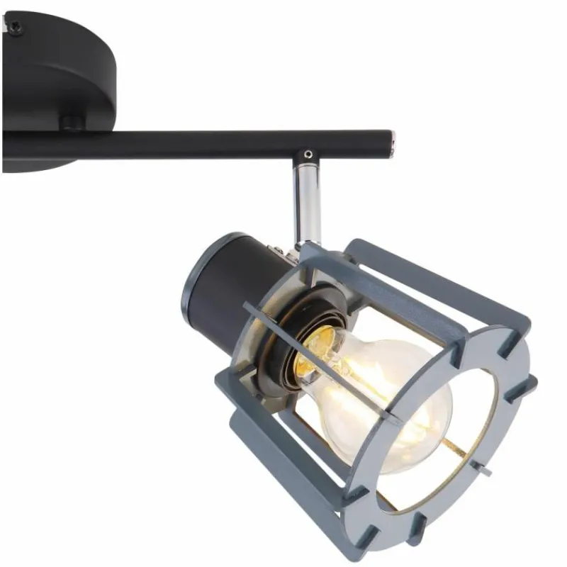 Lampes En Bois-Luminaires Globo Lighting Spot Globo MAHA Noir, 2 lumières