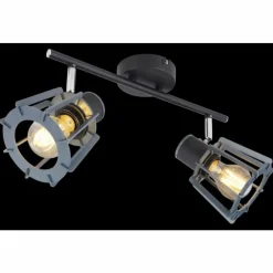 Lampes En Bois-Luminaires Globo Lighting Spot Globo MAHA Noir, 2 lumières