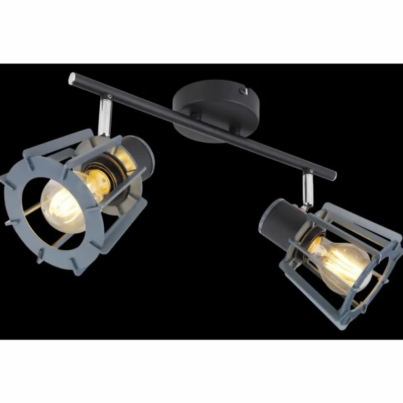 Lampes En Bois-Luminaires Globo Lighting Spot Globo MAHA Noir, 2 lumières