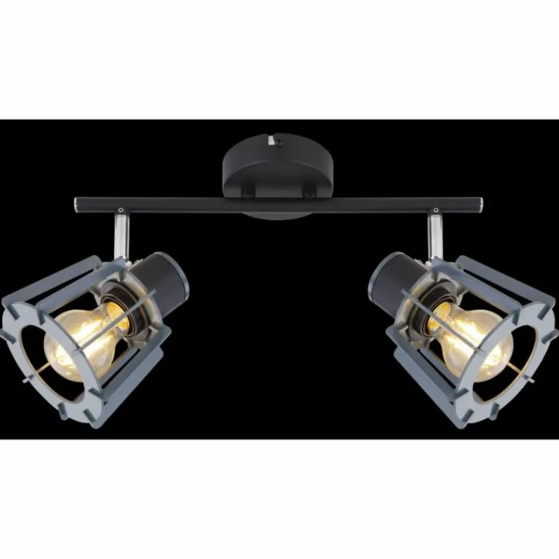 Lampes En Bois-Luminaires Globo Lighting Spot Globo MAHA Noir, 2 lumières