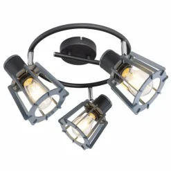 Lampes En Bois-Luminaires Globo Lighting Spot Globo MAHA Noir, 3 lumières