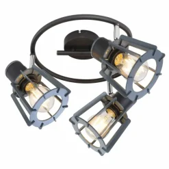 Lampes En Bois-Luminaires Globo Lighting Spot Globo MAHA Noir, 3 lumières