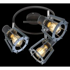 Lampes En Bois-Luminaires Globo Lighting Spot Globo MAHA Noir, 3 lumières