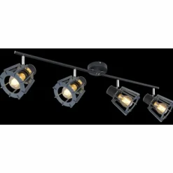 Lampes En Bois-Luminaires Globo Lighting Spot Globo MAHA Noir, 4 lumières