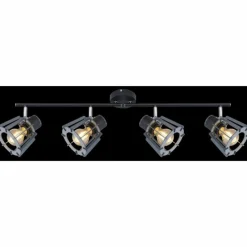 Lampes En Bois-Luminaires Globo Lighting Spot Globo MAHA Noir, 4 lumières