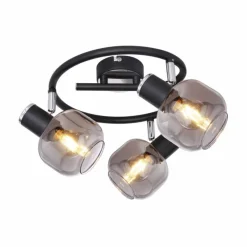 Suspension Verre Fumé-Luminaires Globo Lighting Spot Globo ORNELA Noir, 3 lumières