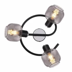 Suspension Verre Fumé-Luminaires Globo Lighting Spot Globo ORNELA Noir, 3 lumières