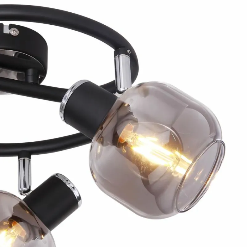 Suspension Verre Fumé-Luminaires Globo Lighting Spot Globo ORNELA Noir, 3 lumières