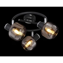 Suspension Verre Fumé-Luminaires Globo Lighting Spot Globo ORNELA Noir, 3 lumières
