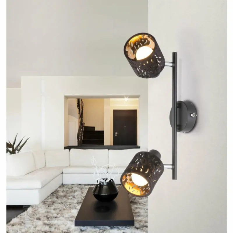 Lampes En Tissu-Luminaires Globo Lighting Spot GLOBO TROY Noir, 2 lumières