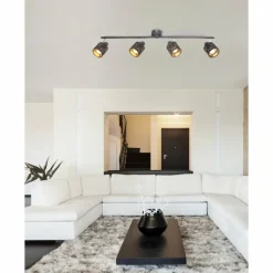 Lampes En Tissu-Luminaires Globo Lighting Spot GLOBO TROY Noir, 4 lumières