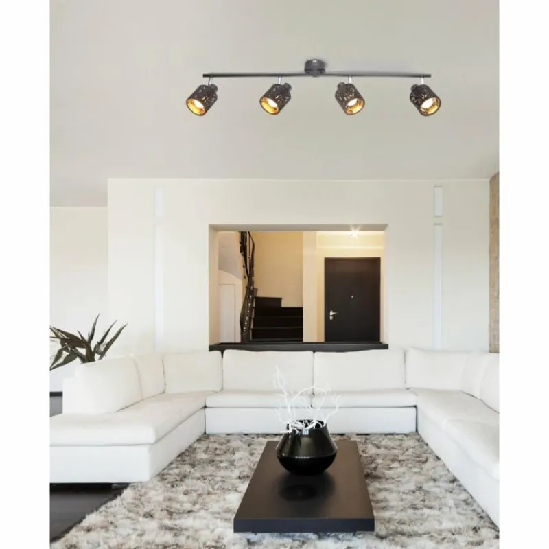 Lampes En Tissu-Luminaires Globo Lighting Spot GLOBO TROY Noir, 4 lumières