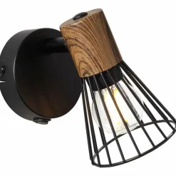 Lampes En Bois-Luminaires Brilliant Spot mural Brilliant Manama Bois foncé, Noir, 1 lumière