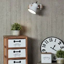 Luminaires Rustiques-Luminaires Brilliant Spot mural Brilliant Plow Bois foncé, Blanc, 1 lumière