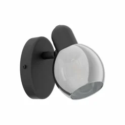 Suspension Verre Fumé-Luminaires Eglo Spot mural EGLO POLLICA Noir, 1 lumière