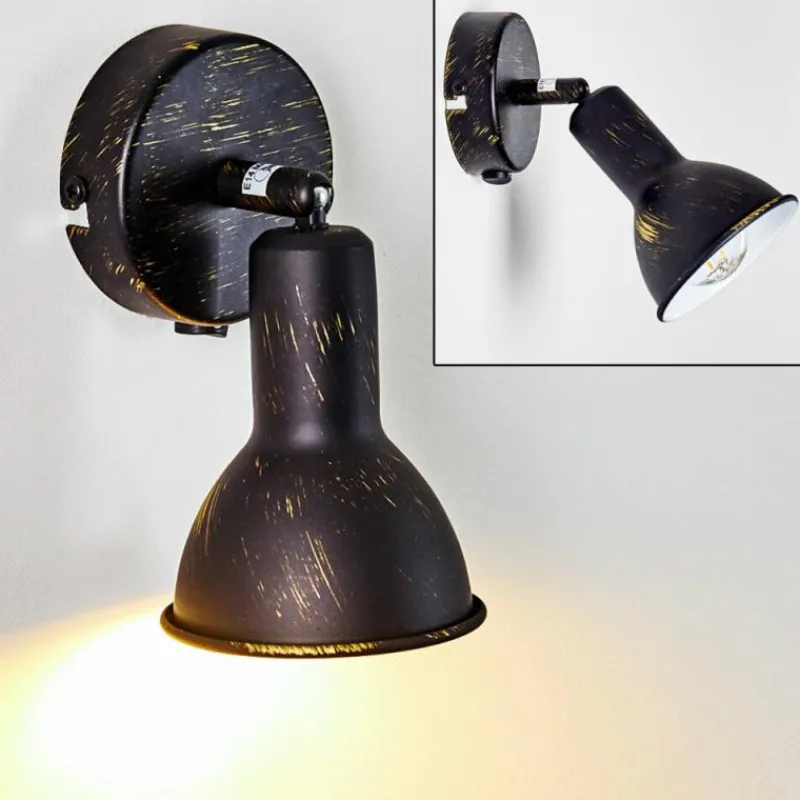 Lampes Dorées-hofstein Spot mural Polmak Noir doré, 1 lumière
