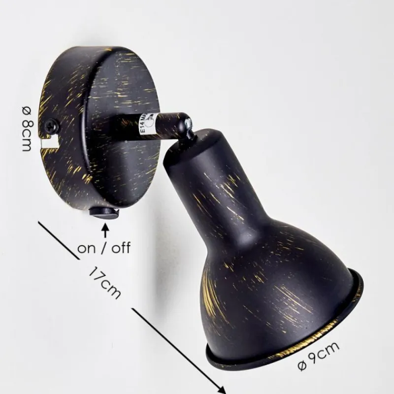 Lampes Dorées-hofstein Spot mural Polmak Noir doré, 1 lumière
