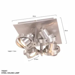 Luminaires Steinhauer Spot plafond Steinhauer Quatro LED Acier inoxydable, 4 lumières* Spots Et Projecteurs