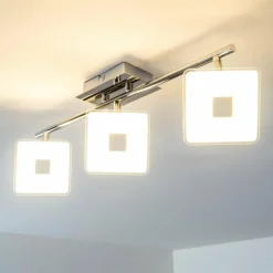 Luminaires Trio Spot plafond Trio Pontius LED Chrome, 3 lumières* Spots Et Projecteurs