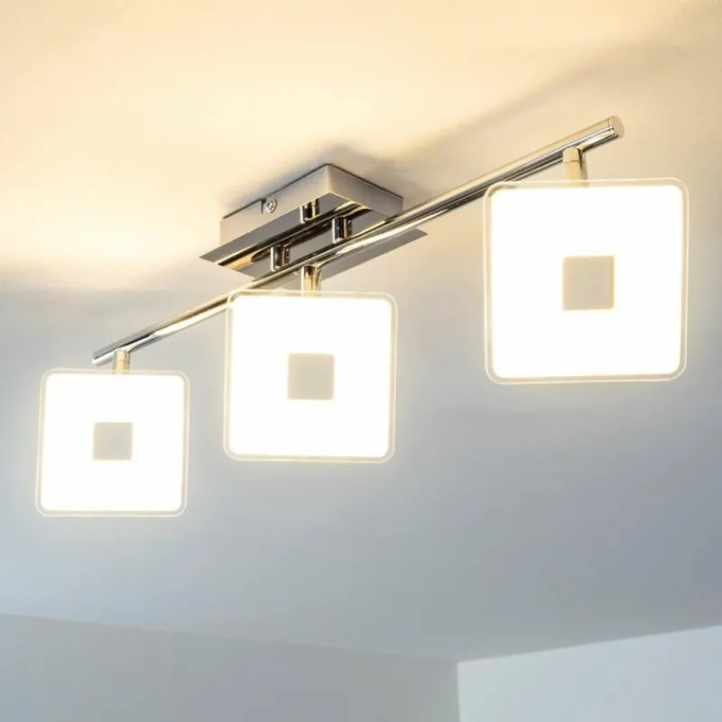 Luminaires Trio Spot plafond Trio Pontius LED Chrome, 3 lumières* Spots Et Projecteurs