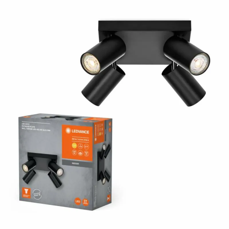 Luminaires Ledvance Spot Plafonnier LED Noir, 4 lumières* Éclairage Led
