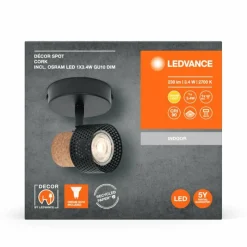 Lampes En Bois-Luminaires Ledvance Spot Plafonnier LED Noir, 1 lumière