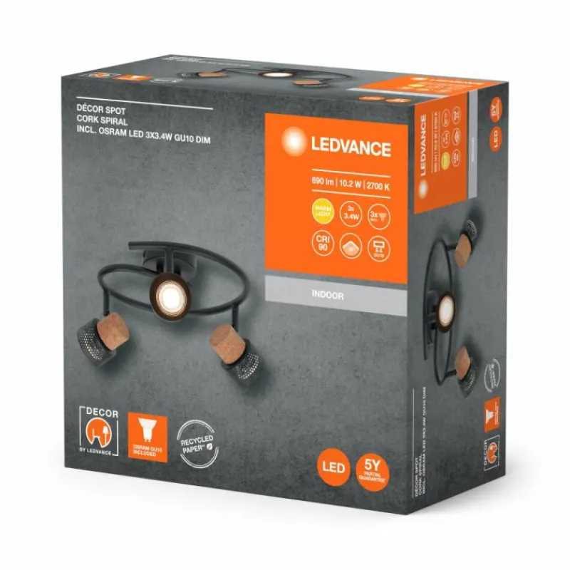 Lampes En Bois-Luminaires Ledvance Spot Plafonnier LED Noir, 3 lumières