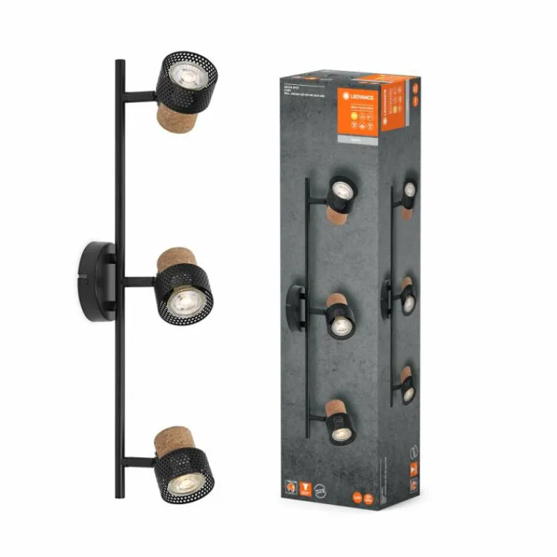 Lampes En Bois-Luminaires Ledvance Spot Plafonnier LED Noir, 3 lumières