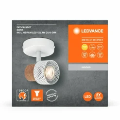 Lampes En Bois-Luminaires Ledvance Spot Plafonnier LED Blanc, 1 lumière