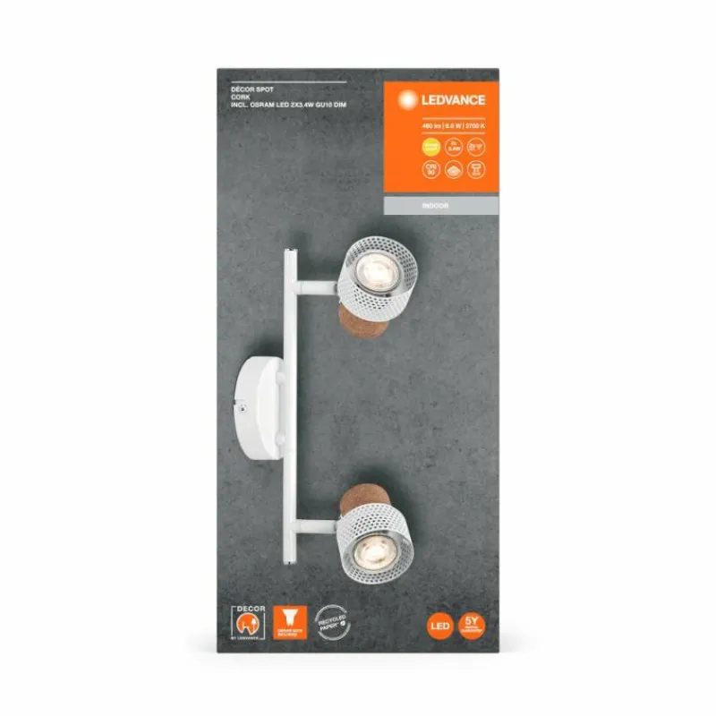 Lampes En Bois-Luminaires Ledvance Spot Plafonnier LED Blanc, 2 lumières