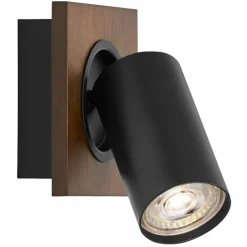Lampes En Bois-Luminaires Ledvance Spot Plafonnier LED Couleur bois, Noir, 1 lumière