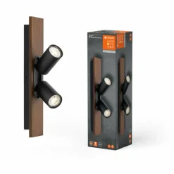 Lampes En Bois-Luminaires Ledvance Spot Plafonnier LED Couleur bois, Noir, 2 lumières