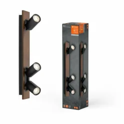 Lampes En Bois-Luminaires Ledvance Spot Plafonnier LED Couleur bois, Noir, 3 lumières