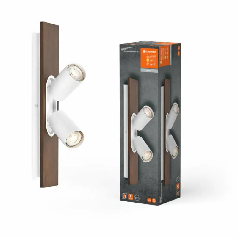 Lampes En Bois-Luminaires Ledvance Spot Plafonnier LED Couleur bois, Blanc, 2 lumières