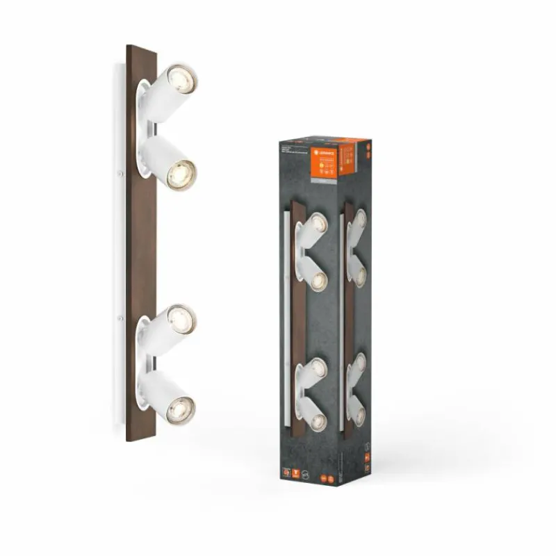 Lampes En Bois-Luminaires Ledvance Spot Plafonnier LED Couleur bois, Blanc, 4 lumières