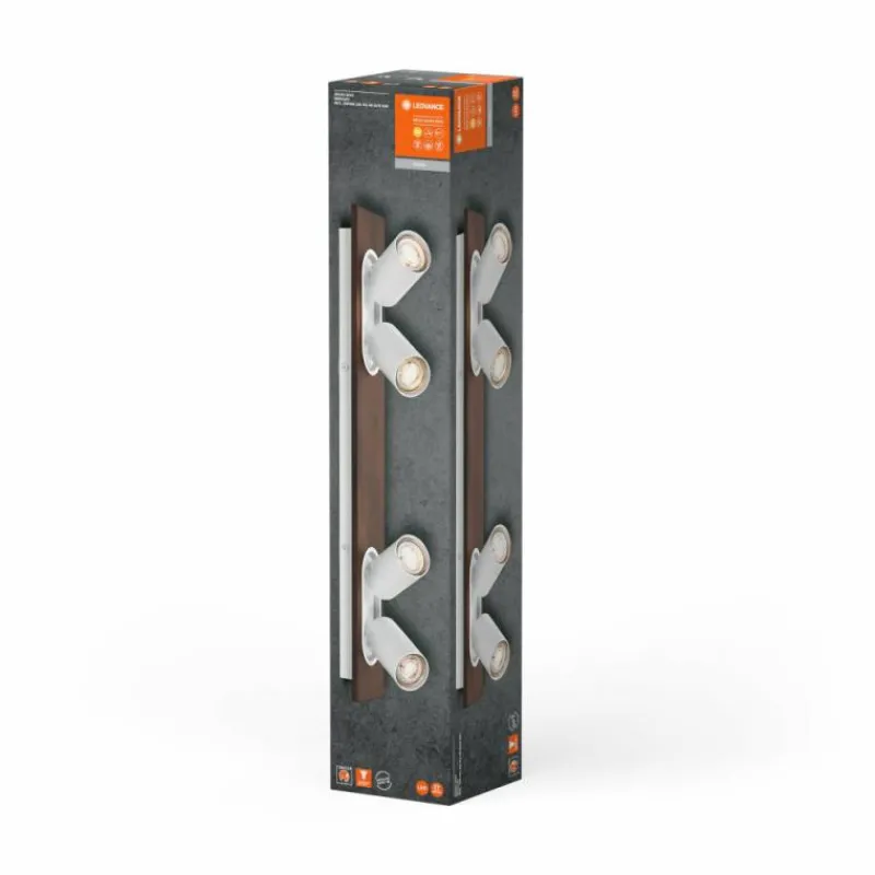 Lampes En Bois-Luminaires Ledvance Spot Plafonnier LED Couleur bois, Blanc, 4 lumières