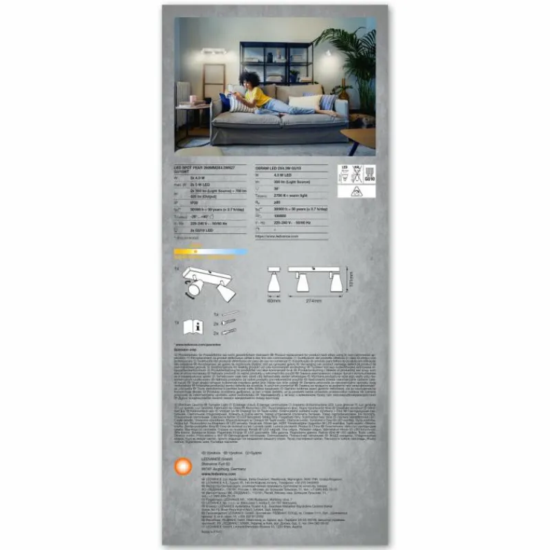 Luminaires Ledvance Spot Plafonnier LED Blanc, 2 lumières* Éclairage Led