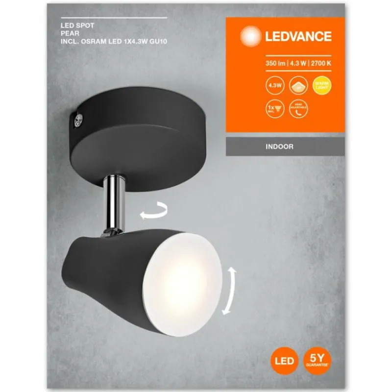 Luminaires Ledvance Spot Plafonnier LED Noir, 1 lumière* Éclairage Led