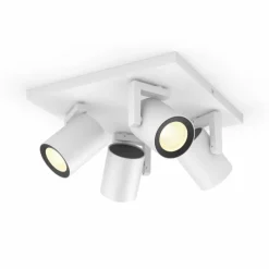 Luminaires Philips Spot pour plafond et mur, kit d'extension Philips Hue Ambiance White & Color Argenta Blanc, 4 lumières, Changeur de couleurs