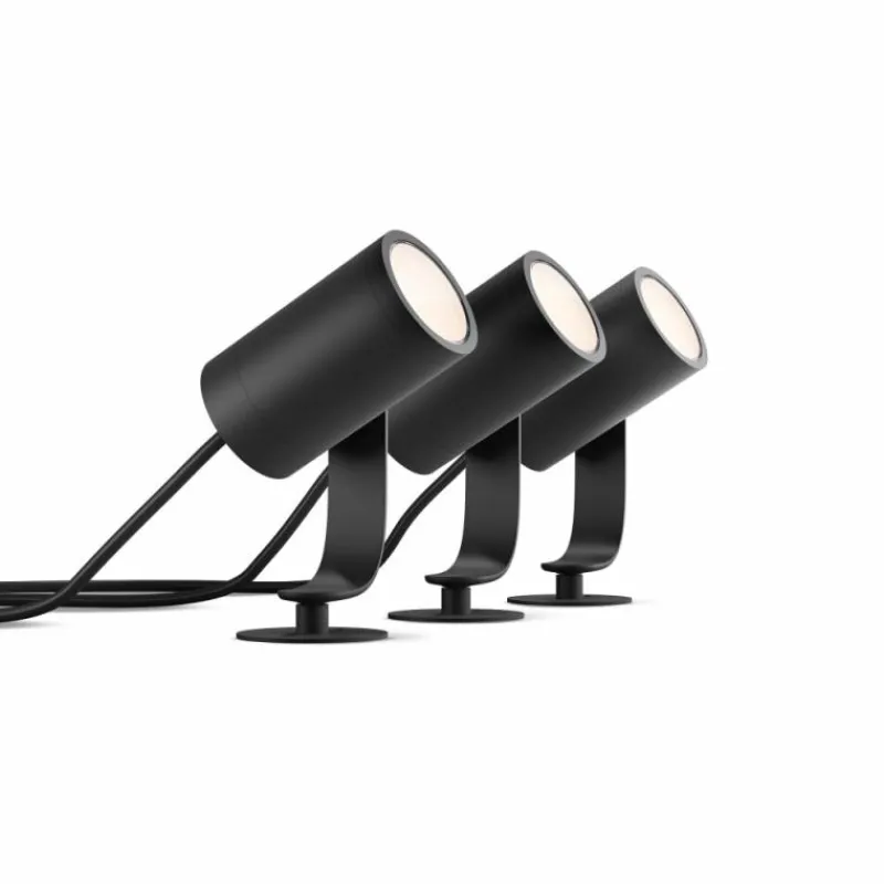 Luminaires Philips Spot, set de 3 de base Philips Hue Ambiance White & Color WACA Lily LED Noir, 1 lumière, Changeur de couleurs
