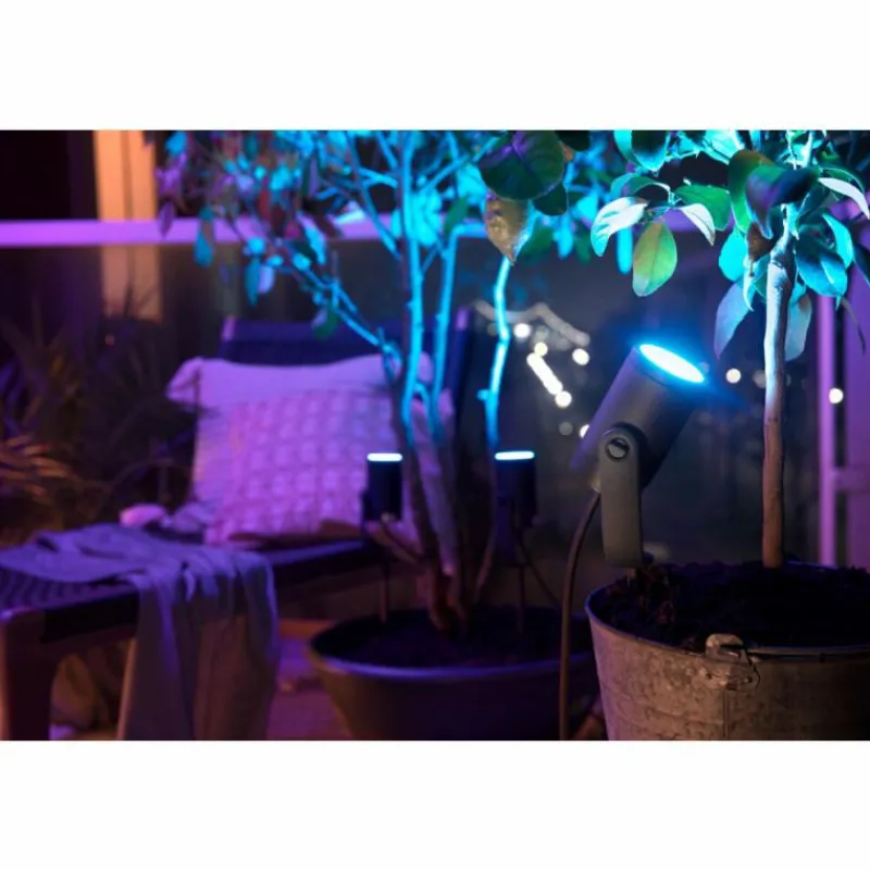 Luminaires Philips Spot, set de 3 de base Philips Hue Ambiance White & Color WACA Lily LED Noir, 1 lumière, Changeur de couleurs