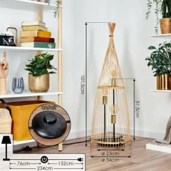 Lampes Dorées-hofstein Staby Lampadaire Or, Noir, 3 lumières