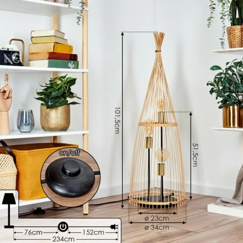 Lampes Dorées-hofstein Staby Lampadaire Or, Noir, 3 lumières