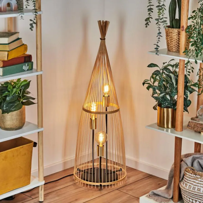 Lampes Dorées-hofstein Staby Lampadaire Or, Noir, 3 lumières