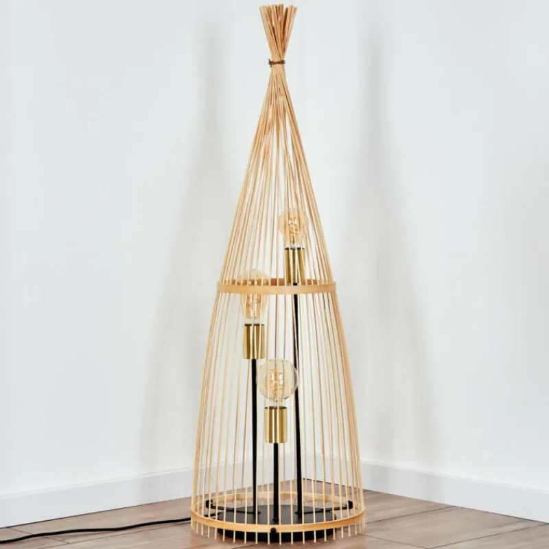 Lampes Dorées-hofstein Staby Lampadaire Or, Noir, 3 lumières