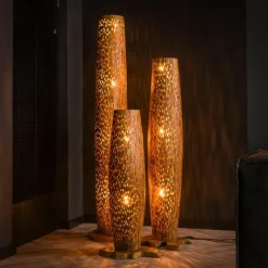 Lampes En Bois-hofstein Stehleuchte Lampadaire Brun, Écru, 2 lumières