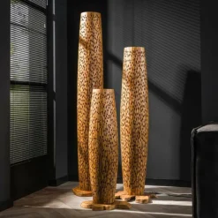 Lampes En Bois-hofstein Stehleuchte Lampadaire Brun, Écru, 3 lumières