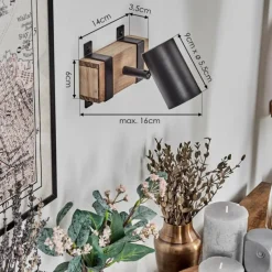 Lampes Industrielles-hofstein Storuma Applique murale, Spot mural Écru, Noir, 1 lumière